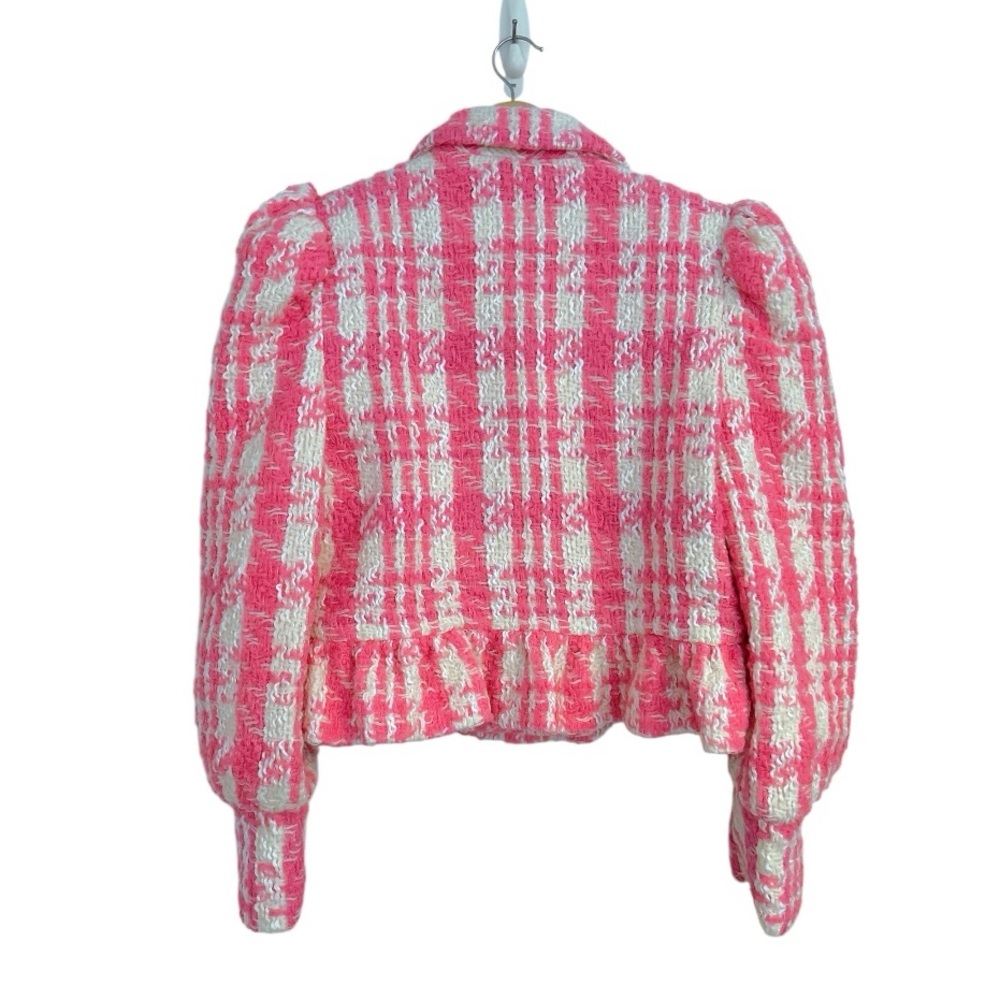 LoveShackFancy Braelynn Crop Wool Tweed Jacket in Majestic Pink, Size Medium NWT - Picture 11 of 15